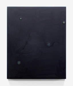 Untitled (for now), 2015, acrylic and micaceous iron oxide on panel, 10.5 x 8.5 inches.